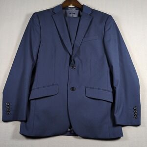 Perry Ellis Mens Modern fit 2 Piece Suit 38 SHORT Pant 30x30 Blue Stretch